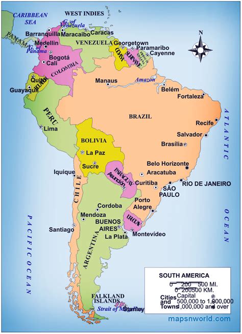 What Are The 12 Countries In South America Map