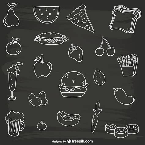 Black And White Food Collection Vector Free Download