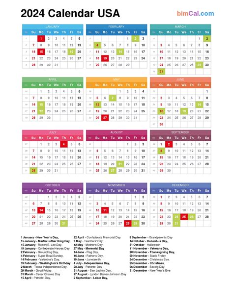 Printable Calendar 2024 With Us Holidays