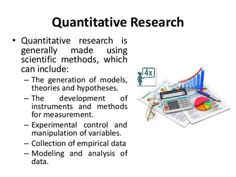 The below mentioned different quantitative research example gives an understanding of the most common type of research which involves quantitative. Quantitative research - Research Methodology - Manu Melwin Joy