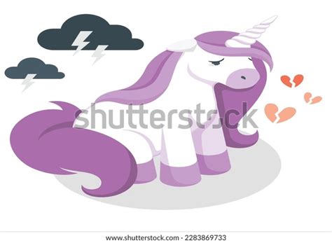 Cute Unicorn Crying Cartoon Vector Icon Stock Vector Royalty Free