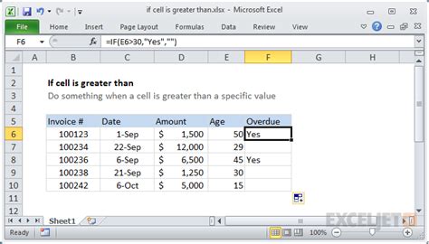 Excel Formula If Cell Is Greater Than Exceljet