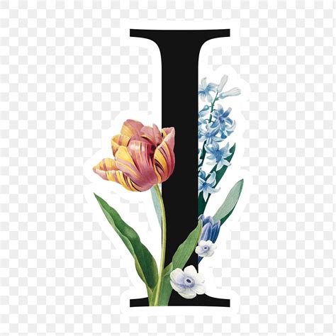 Flower Decorated Capital Letter I Premium Png Sticker Rawpixel