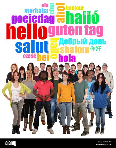 Large Multi Ethnic Group Of Smiling Young People Saying Hello In