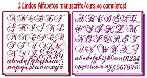 Pacote Com 2 Alfabetos Manuscrito Completo Matriz D Bordado