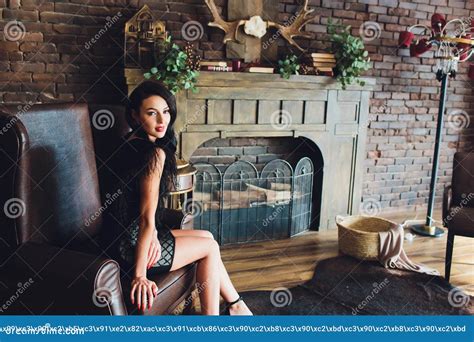 Portrait Of A Beautiful Brunette Girl Boobs Stock Image Image Of Accessories Elegance 146016719