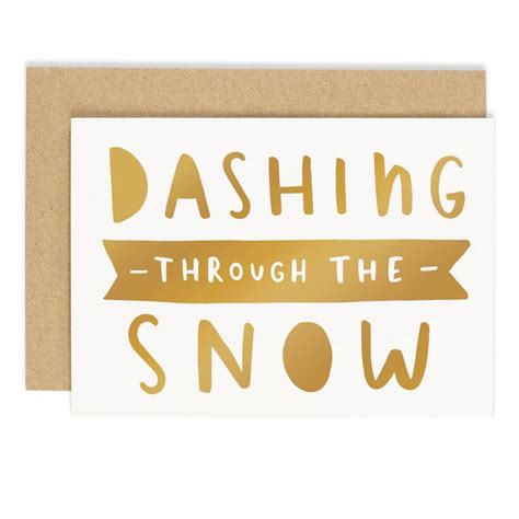 Dashing Through The Snow Christmas Card Gold Foil Card Etsy Uk Snow