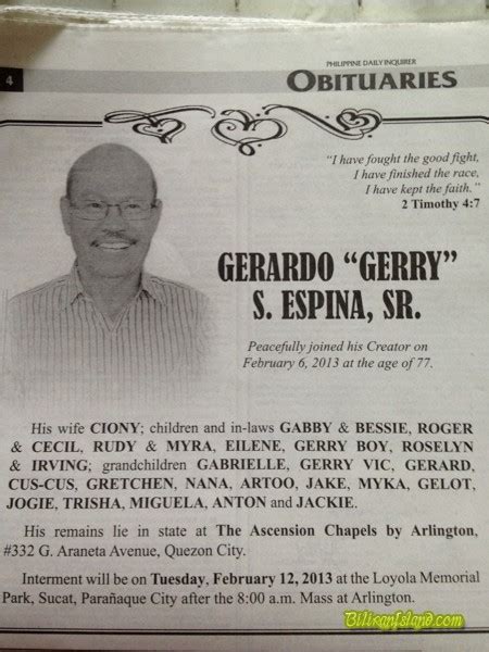 Philippine Daily Inquirer Obituaries Biliran Picture Gallery Sights