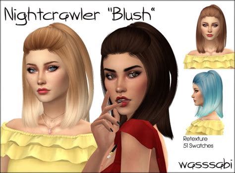Wasssabi Sims Nightcrawler`s Blush Hair Retextured Sims 4 Hairs