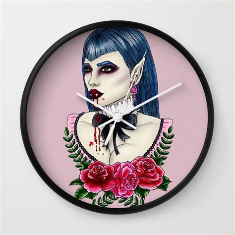 The Vampire Duchess Wall Clock By Liisi Saharov Society6 Vampire