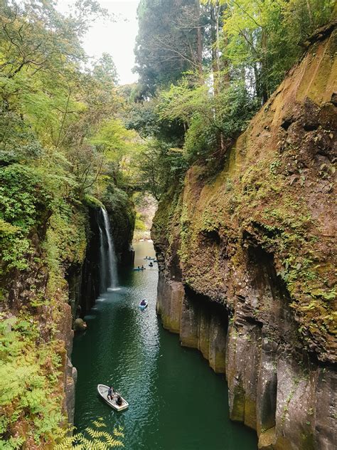 Takachiho Gorge Kyushu Japan And A Gorge Ous Waterfall