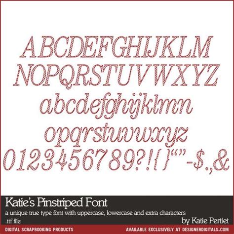 Katies Pinstriped Font Digital Scrapbooking Fonts Ft614726