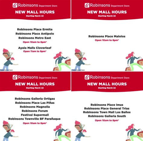 Manila Shopper: HGCQ Adjusted Mall Hours & Store Hours of Supermarkets