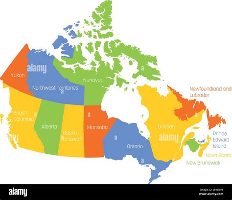 Mapa De Canadá Dividido En 10 Provincias Y 3 Territorios Regiones