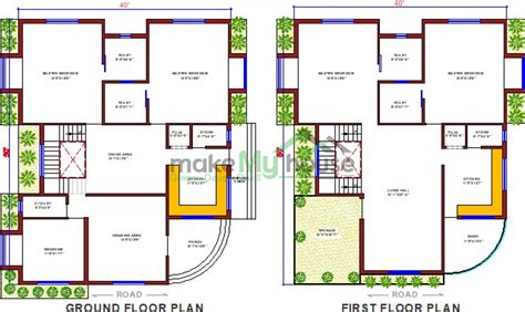 Buy 40x50 House Plan 40 By 50 Elevation Design Plot Area Naksha