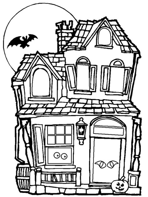 Spooky and Haunted Halloween Day House Coloring Page - NetArt