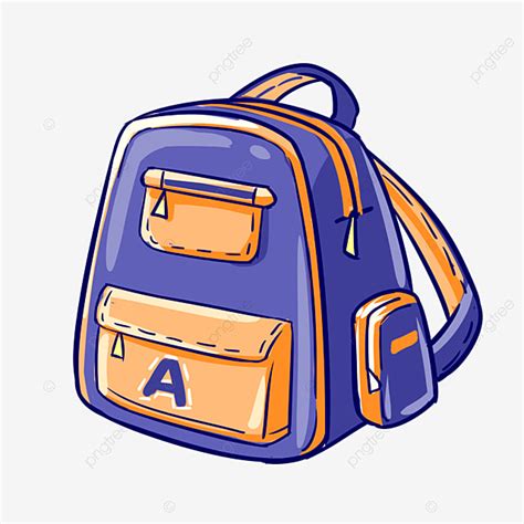 Hand Drawn Cartoon School Bag Illustration Backpack Clipart School