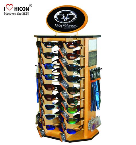 Shopper Marketing Sunglasses Display Commercial Wooden Sunglass Display Stand