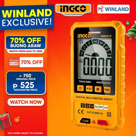 Ingco By Winland Smart Digital Multimeter Tester Dm6012 Ing Pt Shopee