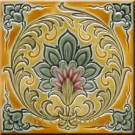 Art Nouveau Decorative Ceramic Tile 6 X 6 Inches 202 Etsy