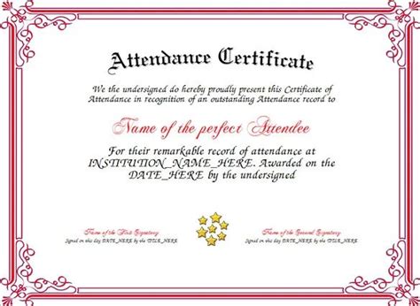 28 Attendance Certificate Templates Docs PDF PSD Éducation Free