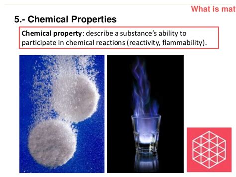 Chemical properties of a matter relates as how a substance changes its composition to form another substance. The Properties of Matter (8th grade)
