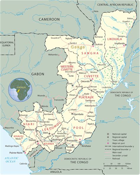 Democratic republic of the congo (former zaire) maps. Republik Kongo Kapital Karte