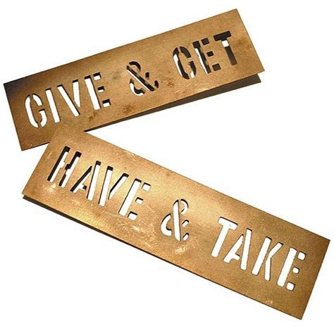 have and take give and get wrong gallery a multiple brass stencil set by lawrence weiner ltd