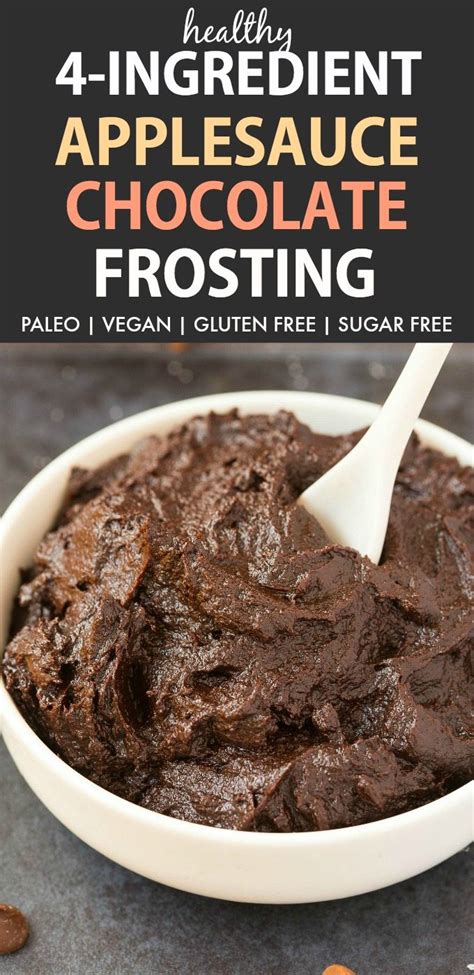 Healthy 4 Ingredient Applesauce Chocolate Frosting Paleo Vegan