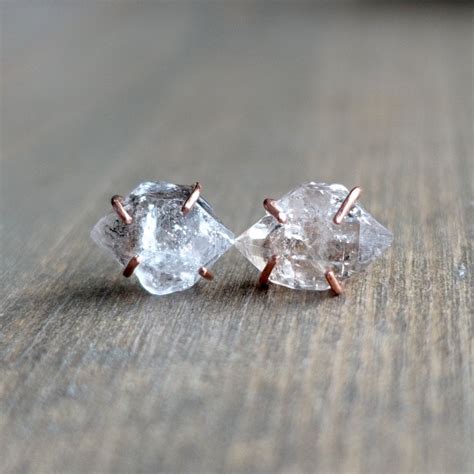 Raw Herkimer Diamond Earrings Stud Earrings Raw Stone Etsy Canada