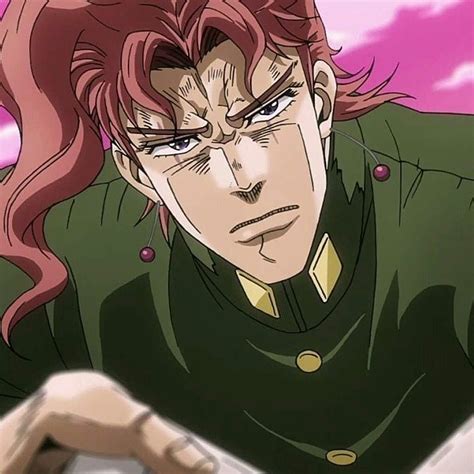 An Anime Character With Long Red Hair And Green Shirt Looking At