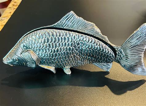 Mid Century Italian Silver Plated Koi Or Carp Fish Napkin Mail Holder