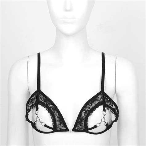 black sexy women lingerie see through sheer lace bra top nipple open bralette us ebay