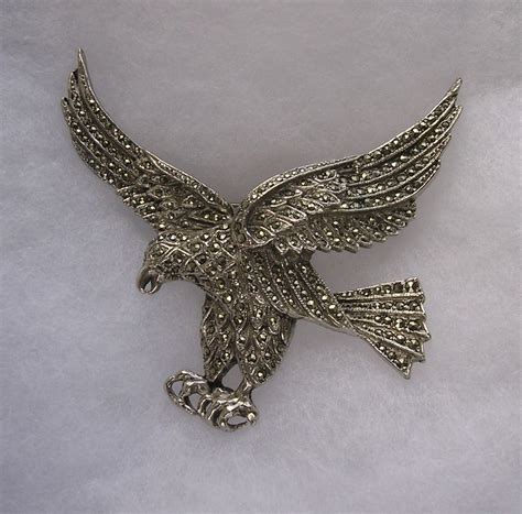 Large Vintage Marcasite Set Eagle Brooch From Bygonebeauties On Ruby Lane