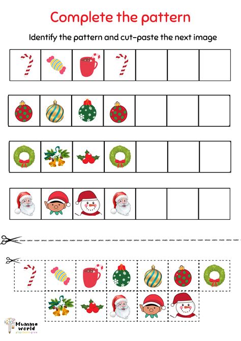 Christmas Themed- Pattern Worksheet - 3 - Mumma World