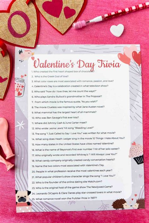 Free Printable Valentines Day Trivia Game Play Party Plan