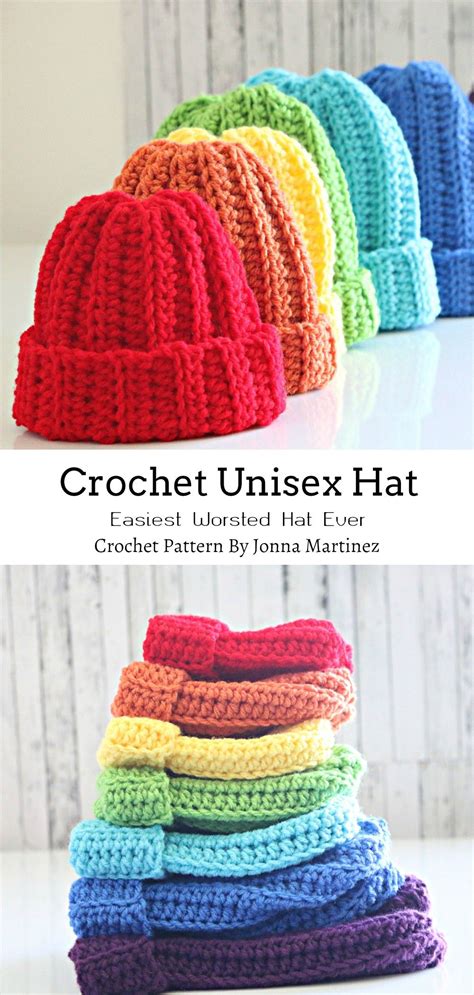 Crochet Ribbed Unisex Hat In All Sizes Easy Crochet Hat Crochet Hats