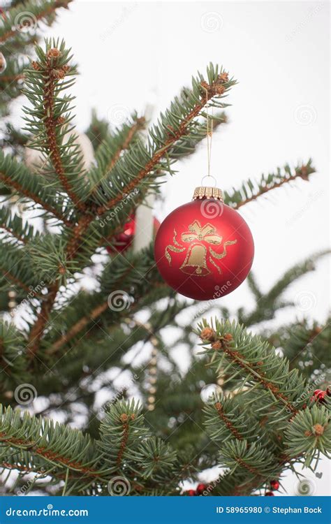 Christmas Tree With Ornaments Stock Photo Image Of Bauble Background