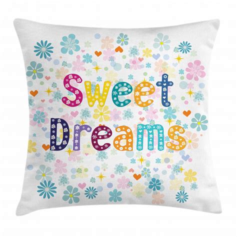 Sweet Dreams Throw Pillow Cushion Cover Colorful Letters With Little