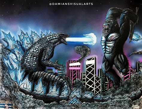 Godzilla Vs Kong Marker Drawing Etsy