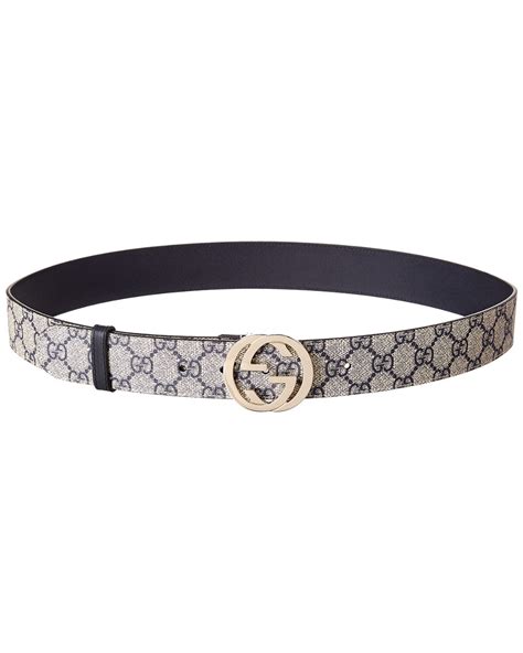 Gucci Gg Supreme Canvas And Leather Belt Womens Navy 70 Ebay