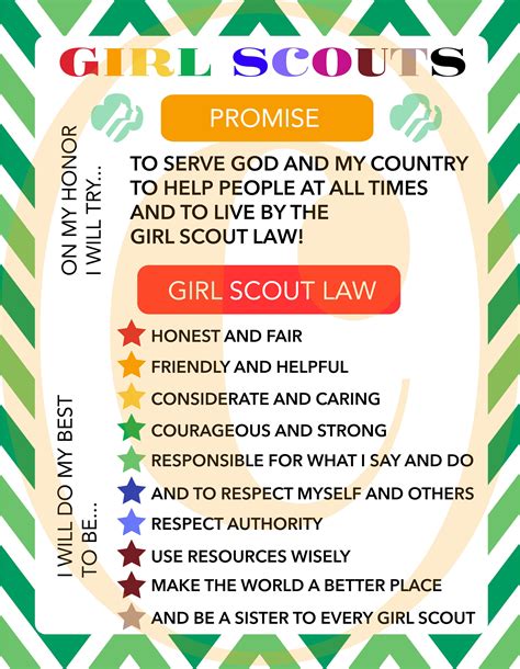 Girl Scout Promise And Law Printable Daisy Handout Etsy