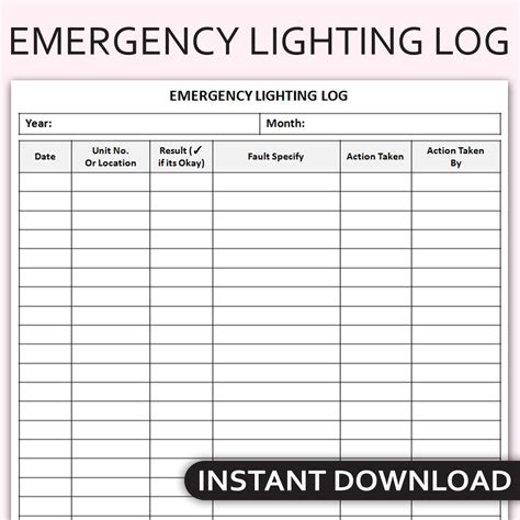 Printable Emergency Lighting Log Emergency Lighting Test Re Inspire