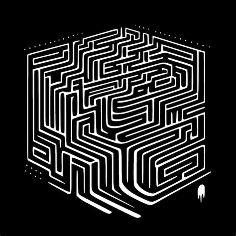 Labyrinthe Schwarz Weiß Vektorillustration Premium Vektor