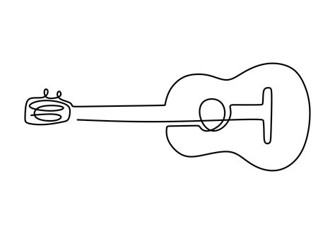 Acoustic Guitar Music Instrument One Line Drawing Vector Illustration