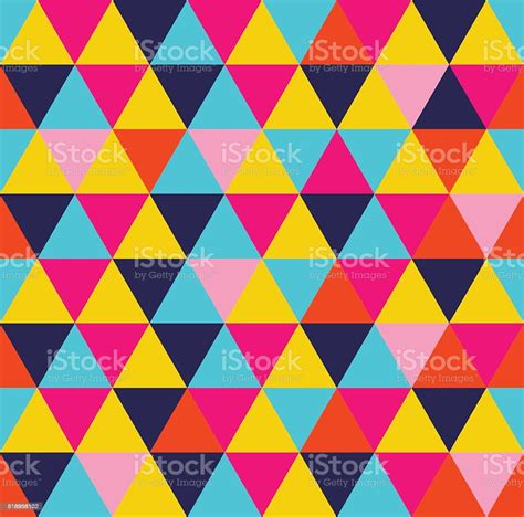 Colorful Triangle Geometric Seamless Pattern Stock Illustration