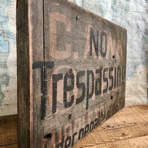 Antique Wood No Trespassing Sign Antique Wood Sign Farmhouse Etsy In