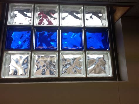 Dark Blue And Clear Glass Block Window Eastern Glass Block