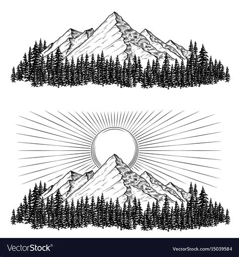 Hand Drawn Mountains Royalty Free Vector Image
