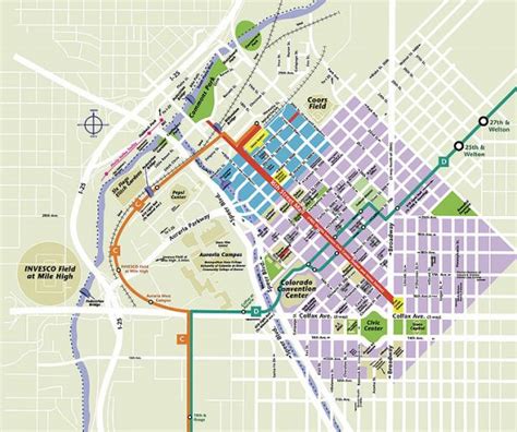 Downtown Denver Map Of Downtown Denver Co